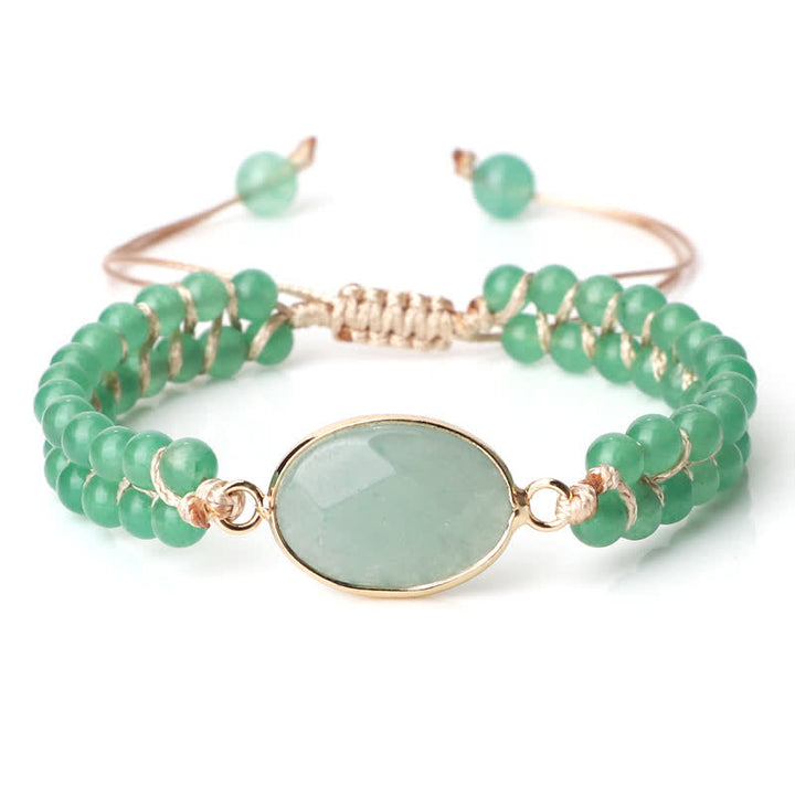 Pulsera trenzada de cuentas de doble hilera de piedra natural Olivenorma 