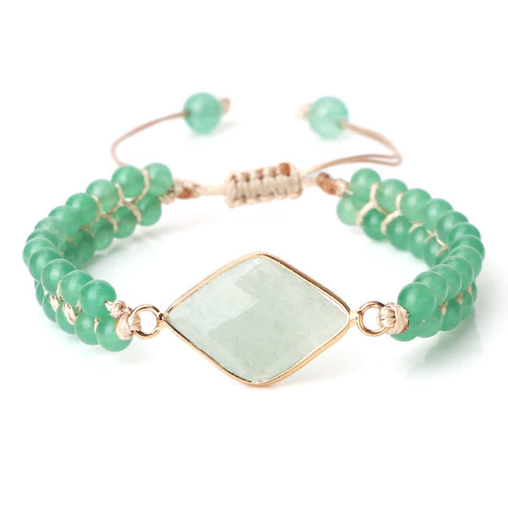 Pulsera trenzada de cuentas de doble hilera de piedra natural Olivenorma 