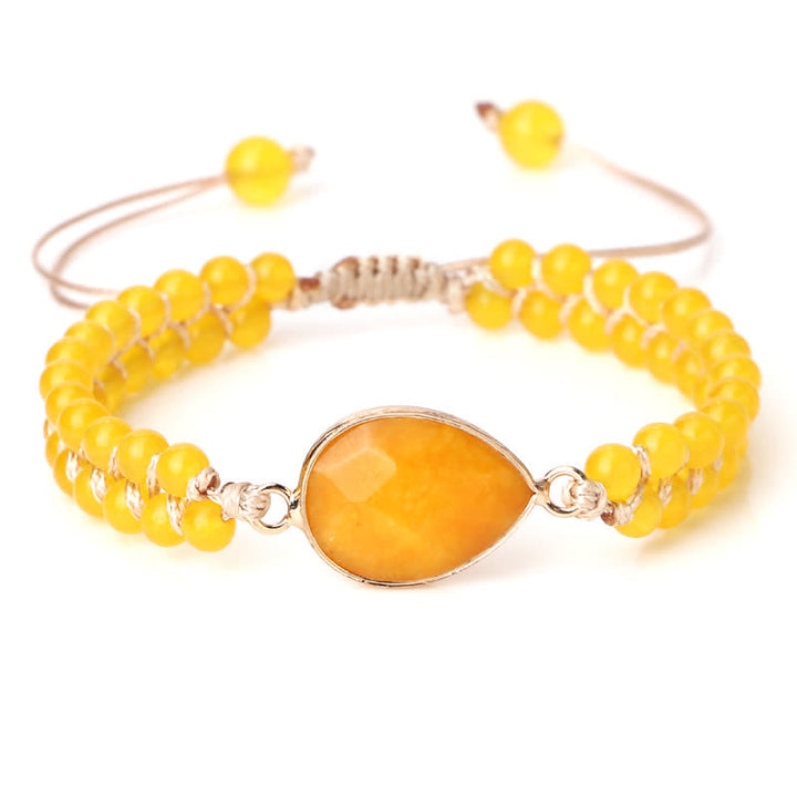 Pulsera trenzada de cuentas de doble hilera de piedra natural Olivenorma 