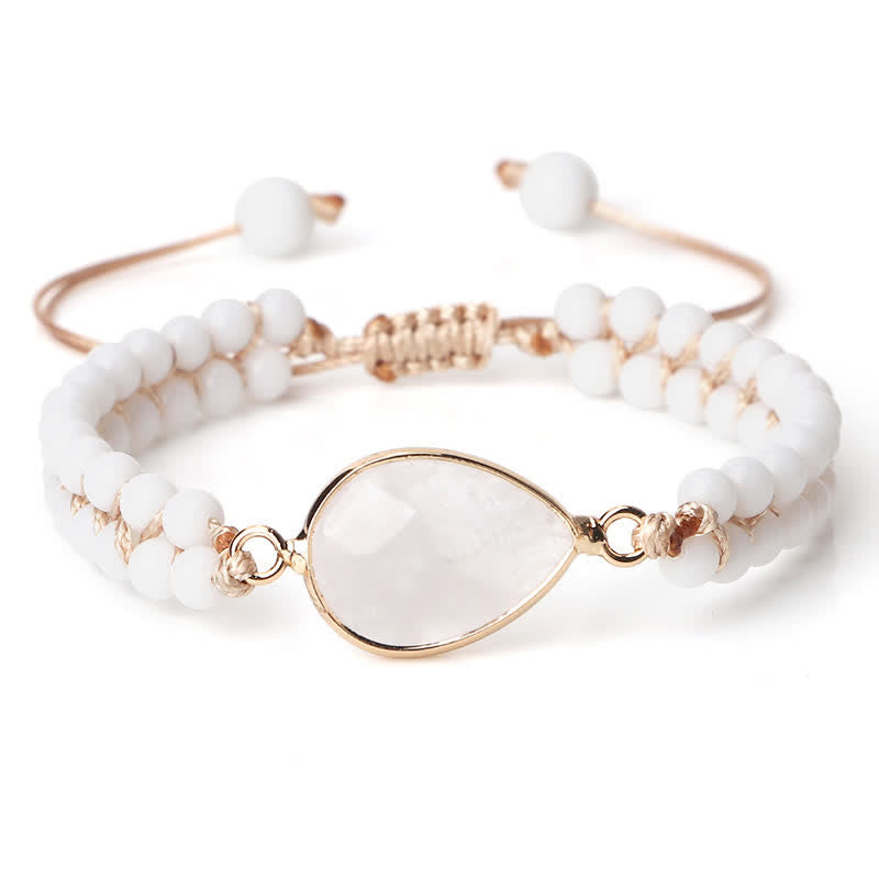 Pulsera trenzada de cuentas de doble hilera de piedra natural Olivenorma 