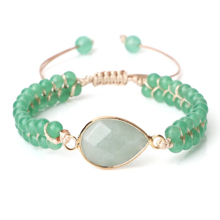 Pulsera trenzada de cuentas de doble hilera de piedra natural Olivenorma 