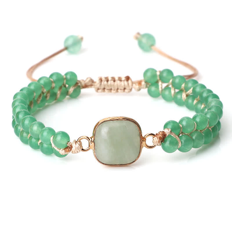 Pulsera trenzada de cuentas de doble hilera de piedra natural Olivenorma 