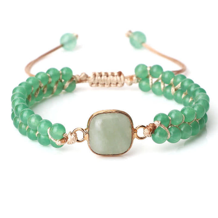 Pulsera trenzada de cuentas de doble hilera de piedra natural Olivenorma 