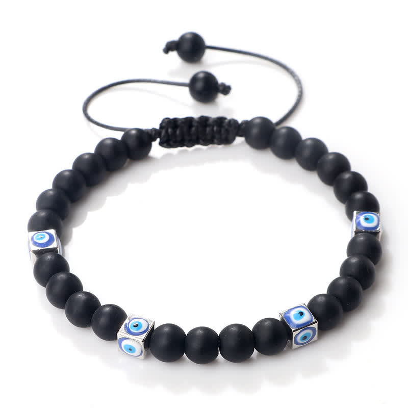 Pulsera trenzada con cuentas de cristal natural de Olivenorma para el mal de ojo 
