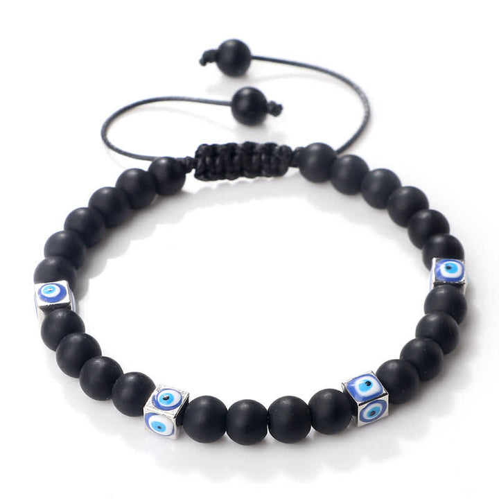 Pulsera trenzada con cuentas de cristal natural de Olivenorma para el mal de ojo 