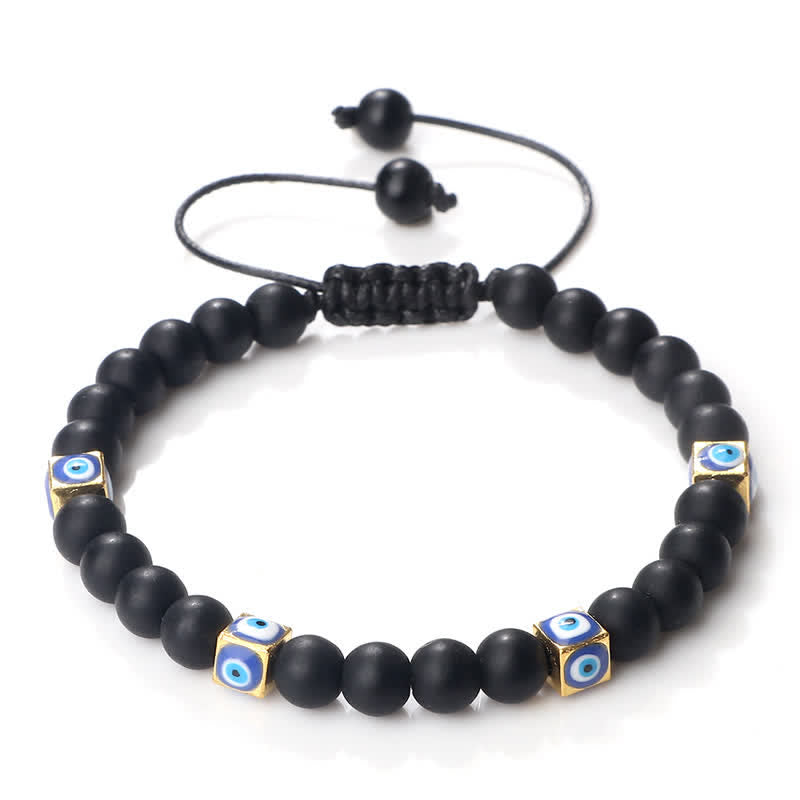 Pulsera trenzada con cuentas de cristal natural de Olivenorma para el mal de ojo 