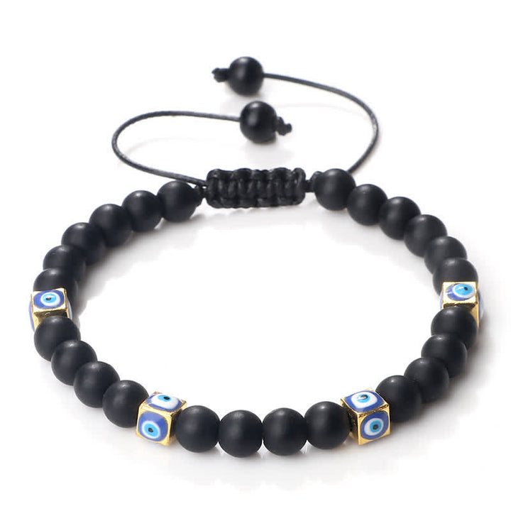 Pulsera trenzada con cuentas de cristal natural de Olivenorma para el mal de ojo 