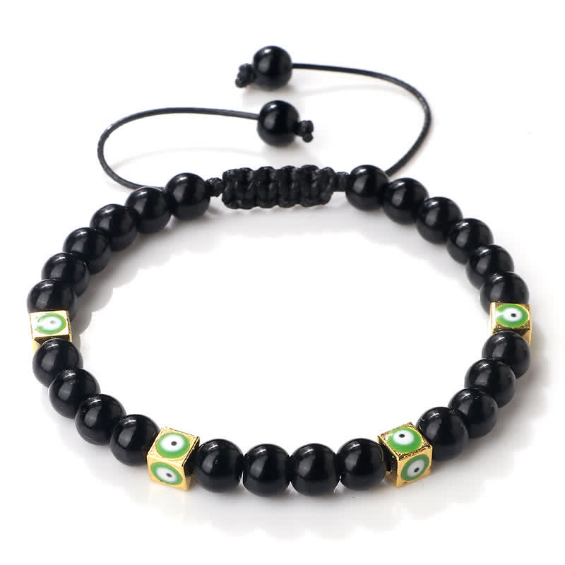 Pulsera trenzada con cuentas de cristal natural de Olivenorma para el mal de ojo 