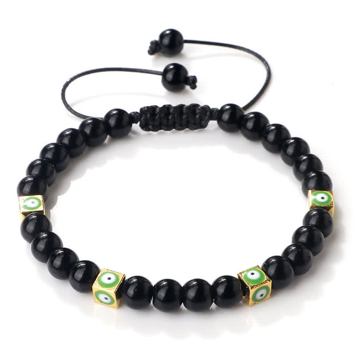 Pulsera trenzada con cuentas de cristal natural de Olivenorma para el mal de ojo 