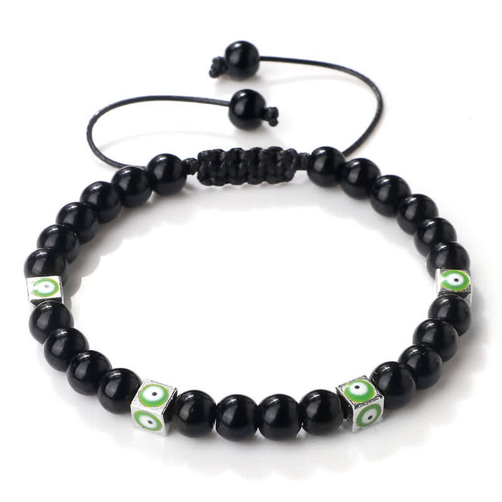 Pulsera trenzada con cuentas de cristal natural de Olivenorma para el mal de ojo 