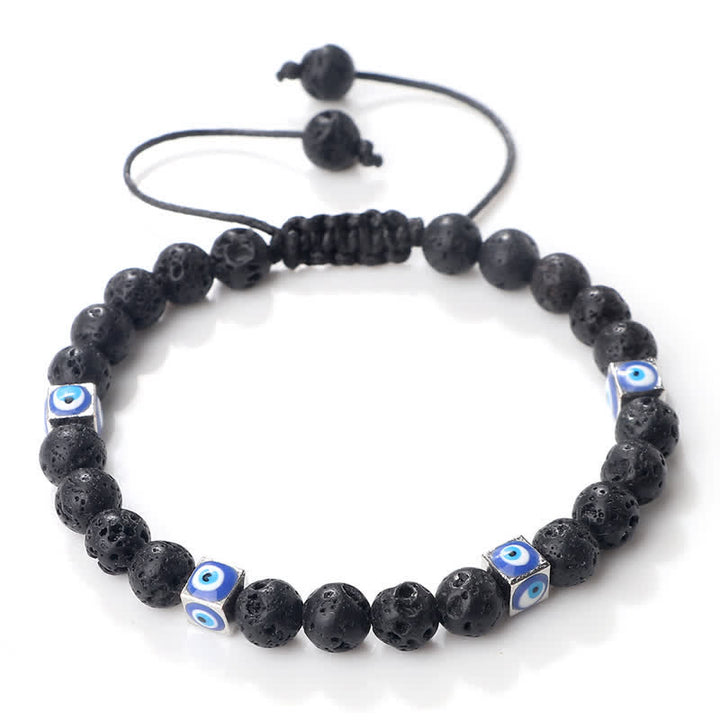 Pulsera trenzada con cuentas de cristal natural de Olivenorma para el mal de ojo 