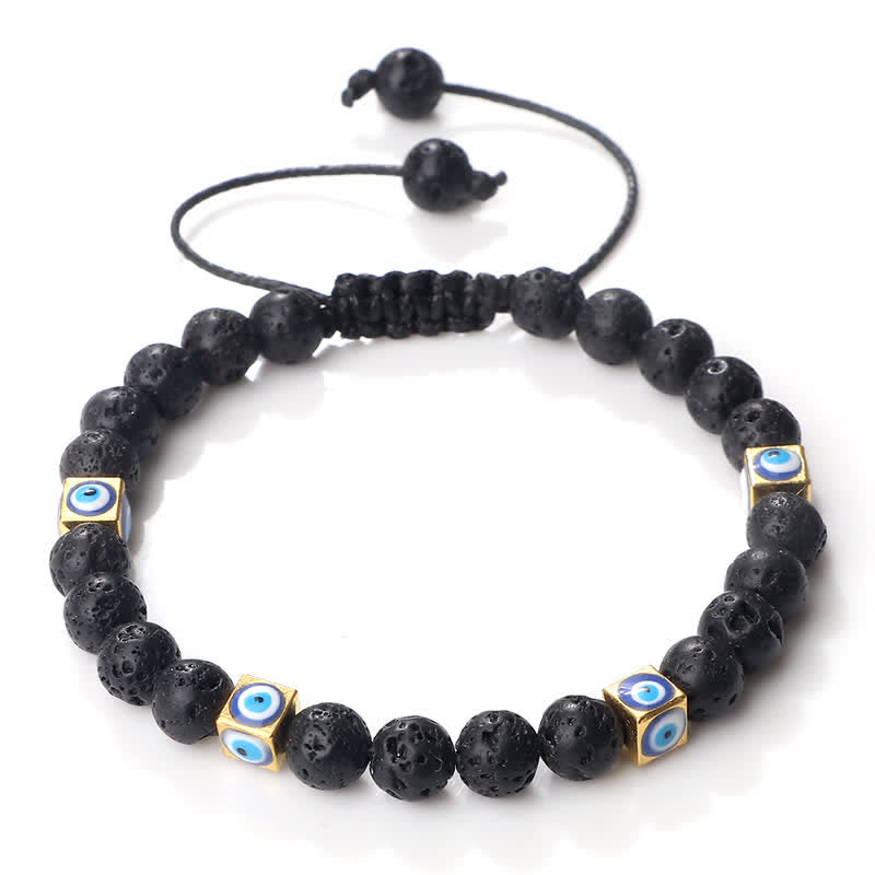 Pulsera trenzada con cuentas de cristal natural de Olivenorma para el mal de ojo 
