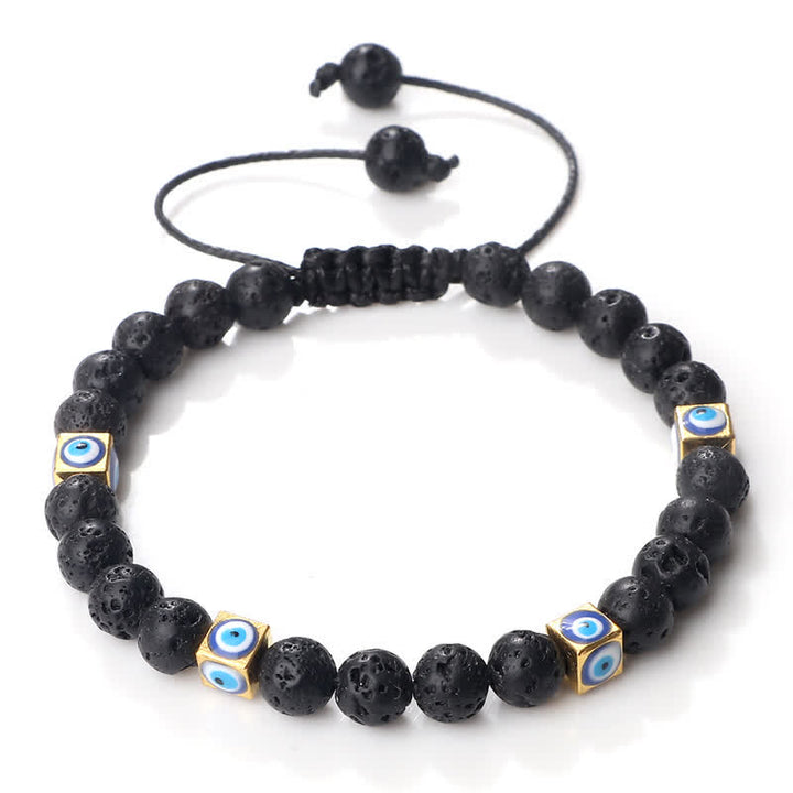 Pulsera trenzada con cuentas de cristal natural de Olivenorma para el mal de ojo 