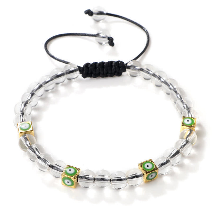 Pulsera trenzada con cuentas de cristal natural de Olivenorma para el mal de ojo 