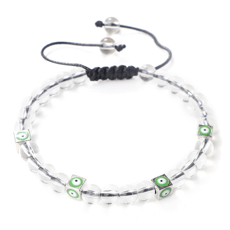 Pulsera trenzada con cuentas de cristal natural de Olivenorma para el mal de ojo 