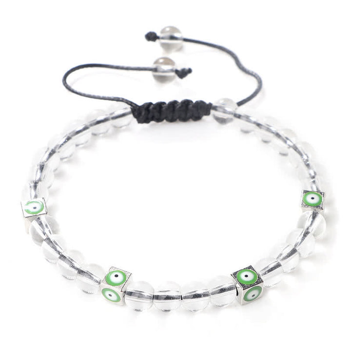 Pulsera trenzada con cuentas de cristal natural de Olivenorma para el mal de ojo 