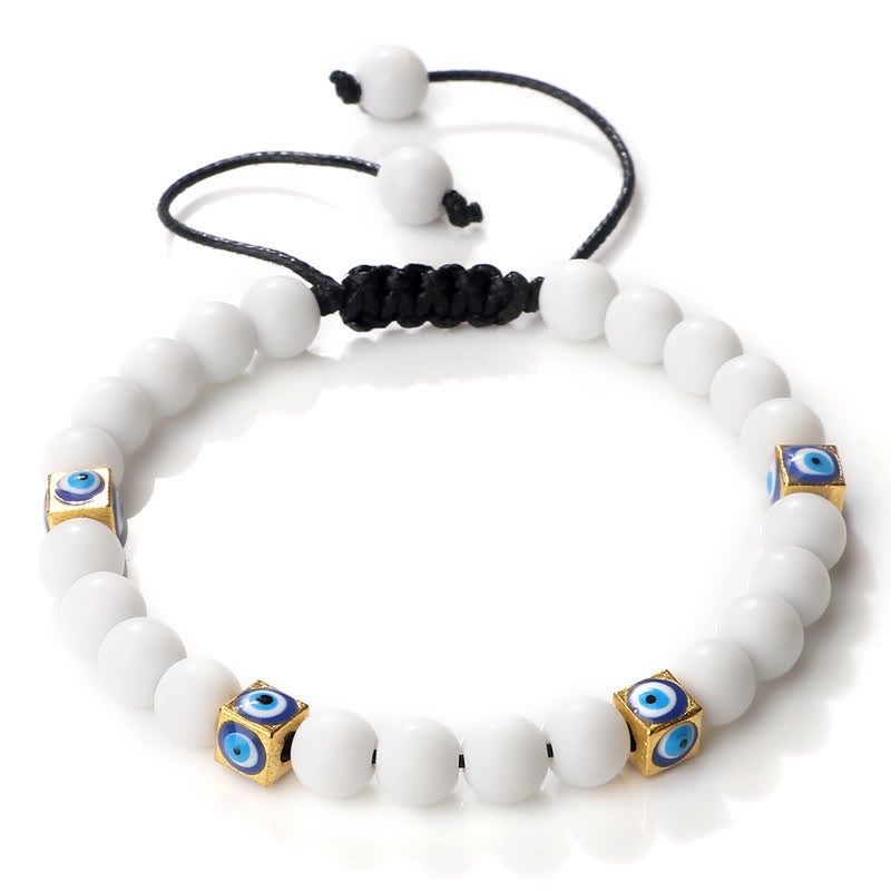 Pulsera trenzada con cuentas de cristal natural de Olivenorma para el mal de ojo 