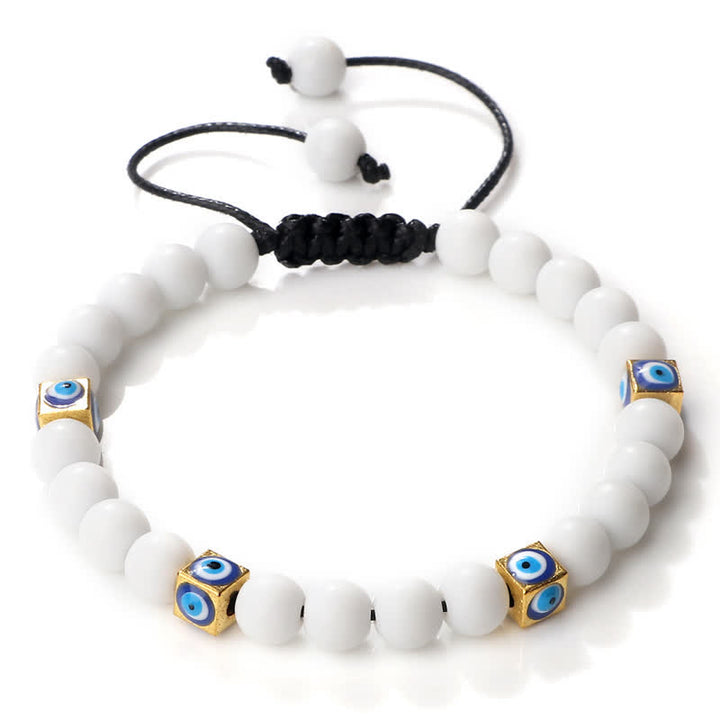 Pulsera trenzada con cuentas de cristal natural de Olivenorma para el mal de ojo 