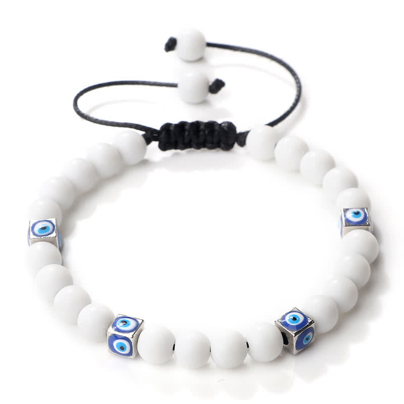 Pulsera trenzada con cuentas de cristal natural de Olivenorma para el mal de ojo 