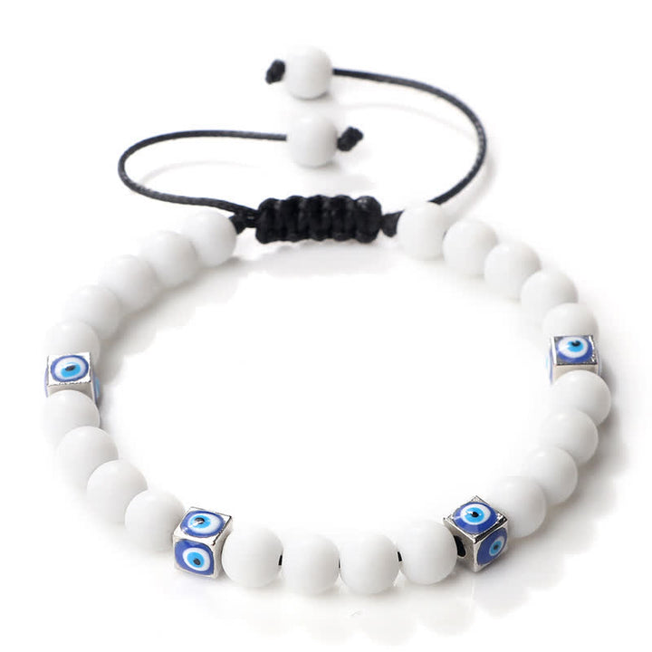 Pulsera trenzada con cuentas de cristal natural de Olivenorma para el mal de ojo 