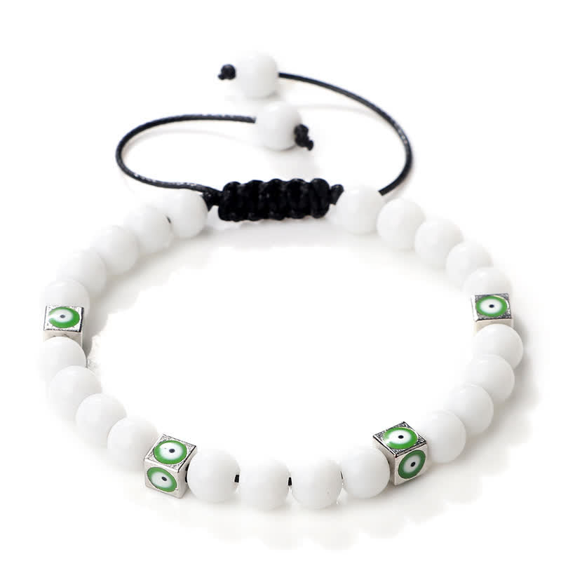 Pulsera trenzada con cuentas de cristal natural de Olivenorma para el mal de ojo 
