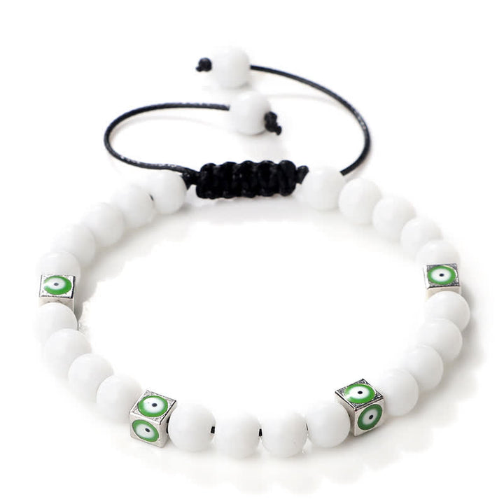 Pulsera trenzada con cuentas de cristal natural de Olivenorma para el mal de ojo 