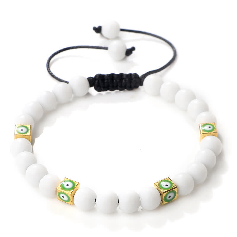 Pulsera trenzada con cuentas de cristal natural de Olivenorma para el mal de ojo 