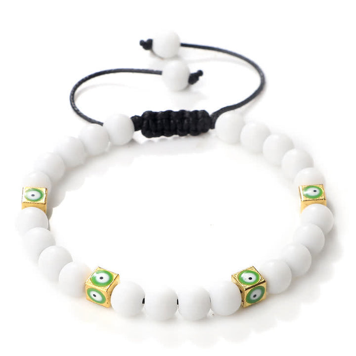 Pulsera trenzada con cuentas de cristal natural de Olivenorma para el mal de ojo 