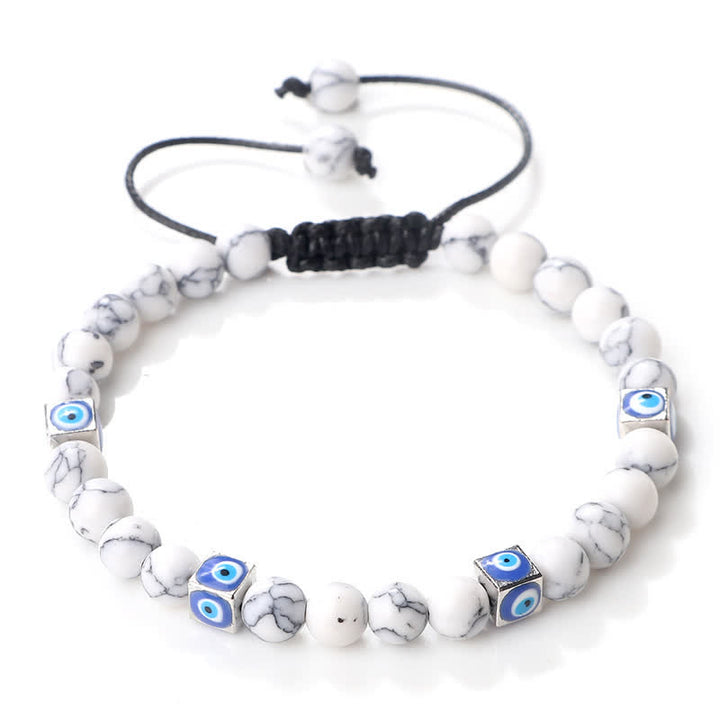 Pulsera trenzada con cuentas de cristal natural de Olivenorma para el mal de ojo 
