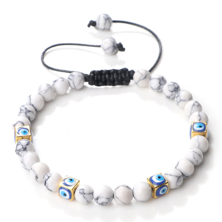 Pulsera trenzada con cuentas de cristal natural de Olivenorma para el mal de ojo 
