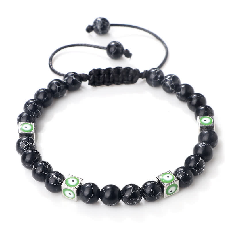 Pulsera trenzada con cuentas de cristal natural de Olivenorma para el mal de ojo 