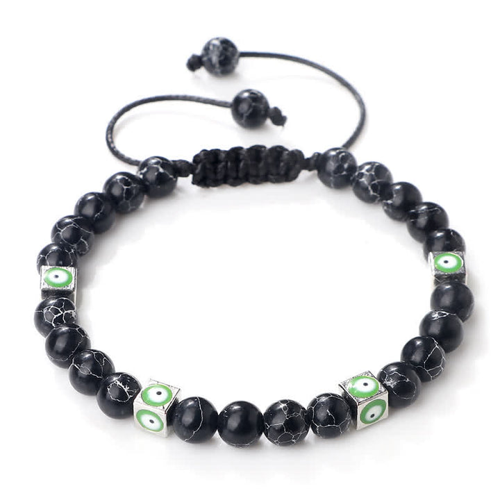 Pulsera trenzada con cuentas de cristal natural de Olivenorma para el mal de ojo 