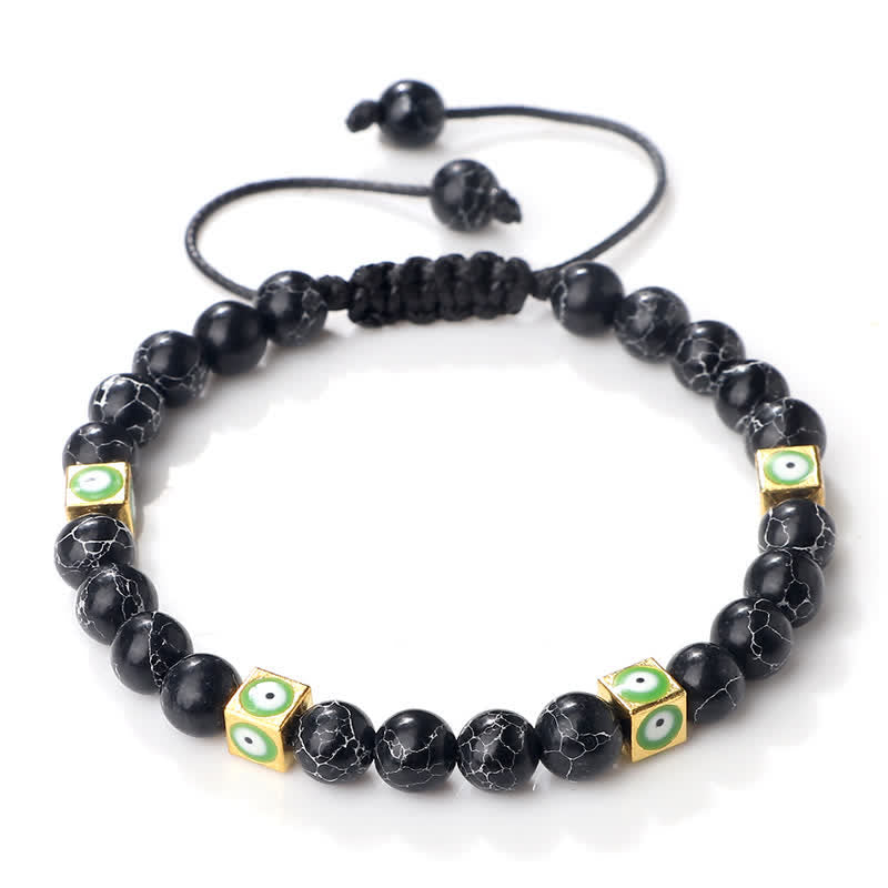 Pulsera trenzada con cuentas de cristal natural de Olivenorma para el mal de ojo 