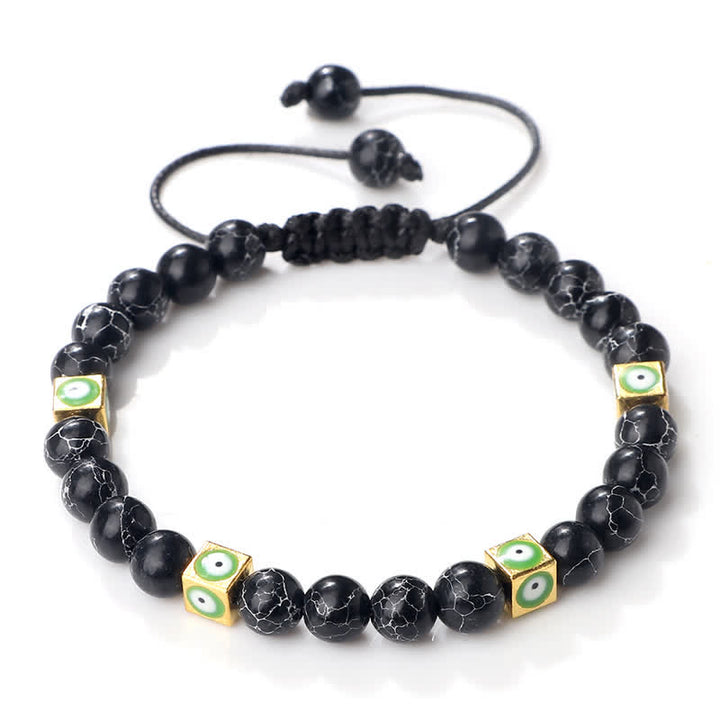Pulsera trenzada con cuentas de cristal natural de Olivenorma para el mal de ojo 
