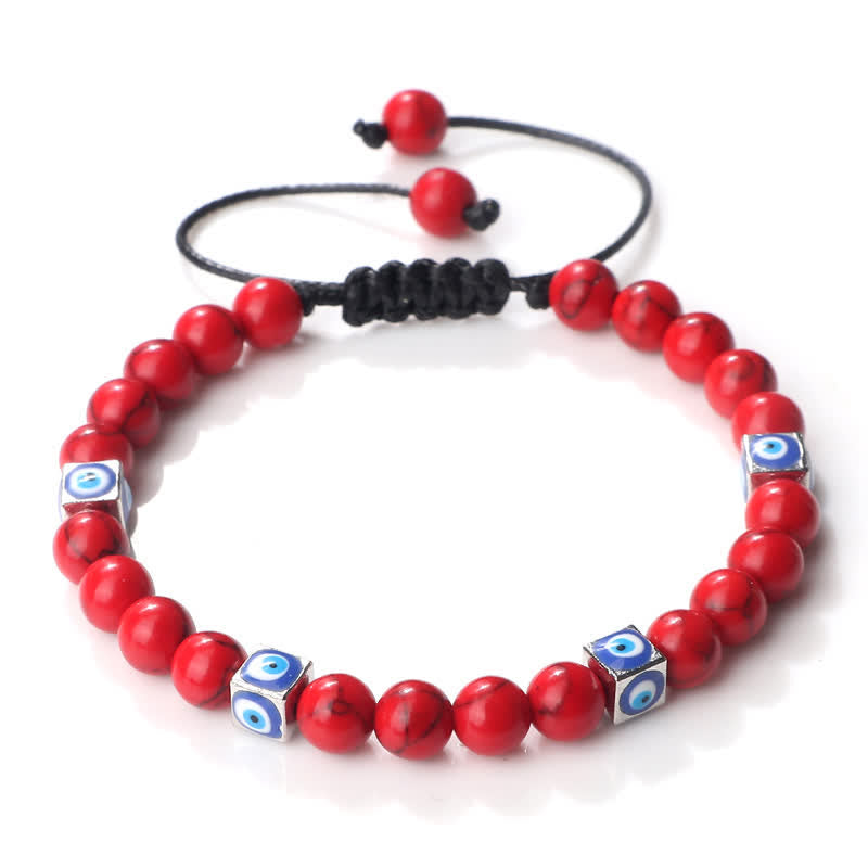 Pulsera trenzada con cuentas de cristal natural de Olivenorma para el mal de ojo 