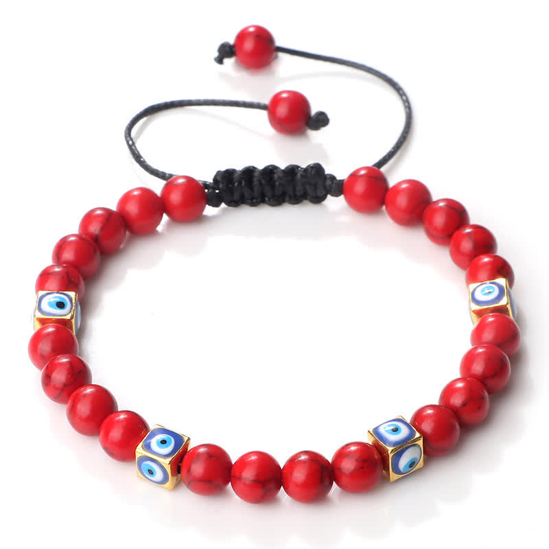 Pulsera trenzada con cuentas de cristal natural de Olivenorma para el mal de ojo 