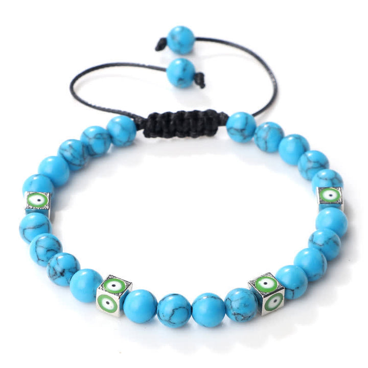 Pulsera trenzada con cuentas de cristal natural de Olivenorma para el mal de ojo 