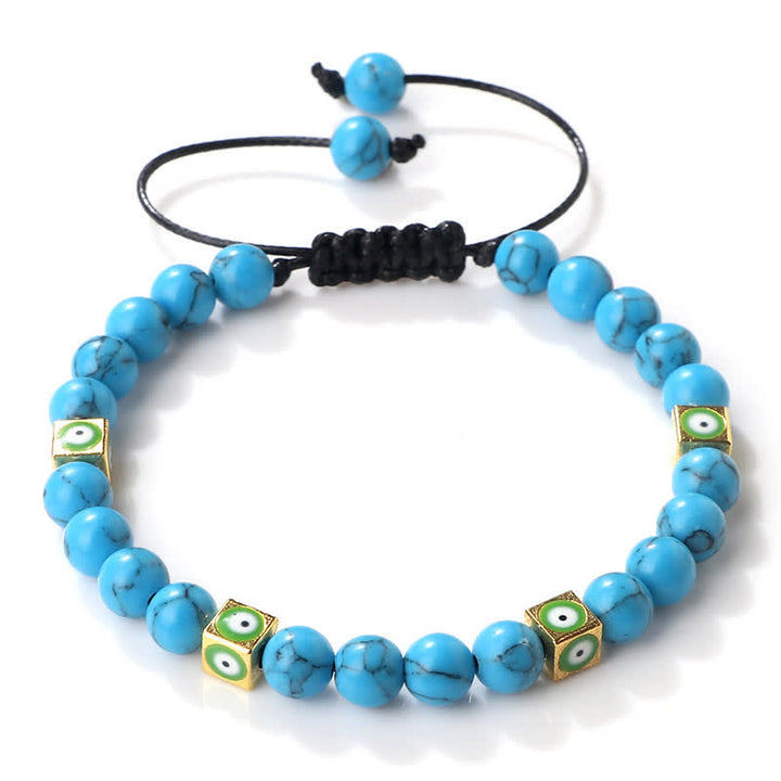 Pulsera trenzada con cuentas de cristal natural de Olivenorma para el mal de ojo 