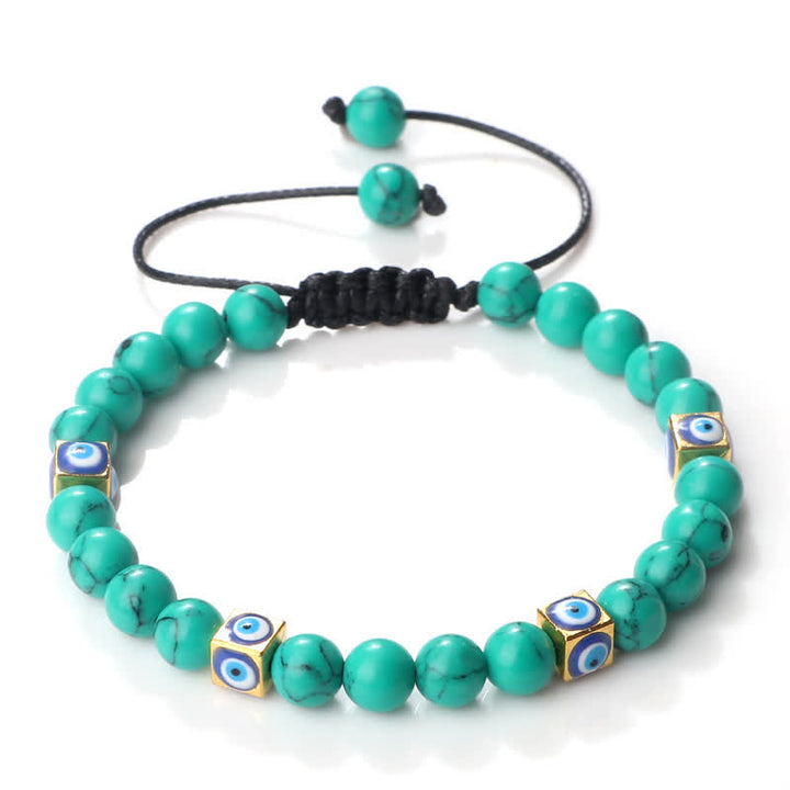 Pulsera trenzada con cuentas de cristal natural de Olivenorma para el mal de ojo 