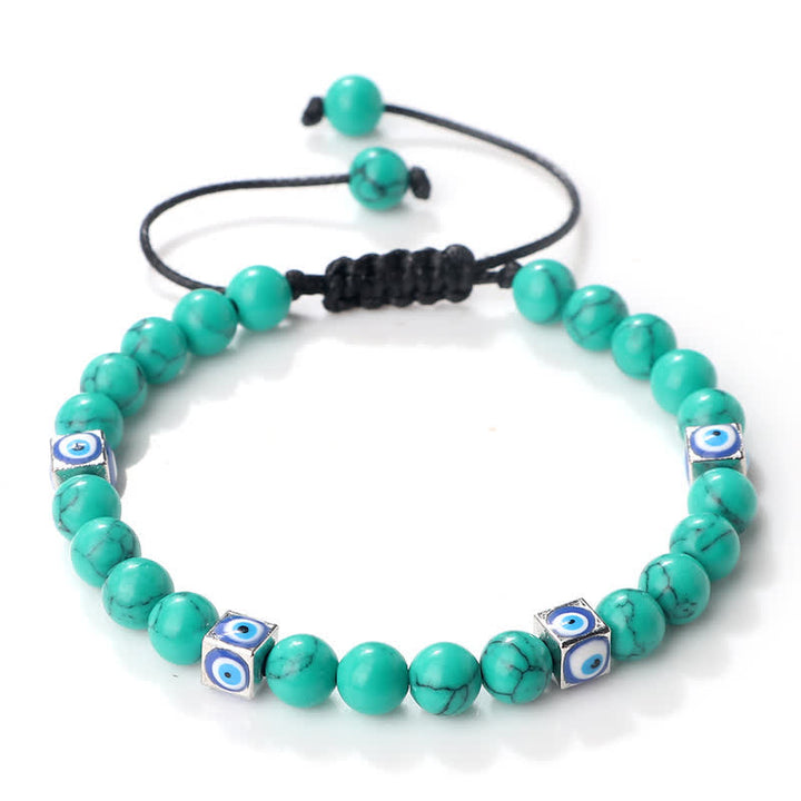 Pulsera trenzada con cuentas de cristal natural de Olivenorma para el mal de ojo 