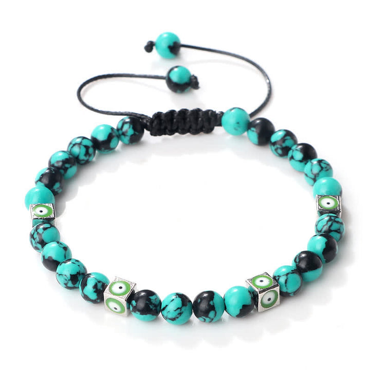 Pulsera trenzada con cuentas de cristal natural de Olivenorma para el mal de ojo 