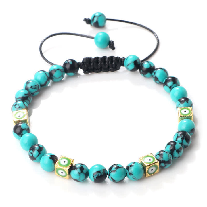 Pulsera trenzada con cuentas de cristal natural de Olivenorma para el mal de ojo 