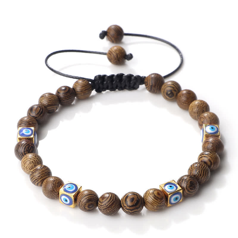 Pulsera trenzada con cuentas de cristal natural de Olivenorma para el mal de ojo 