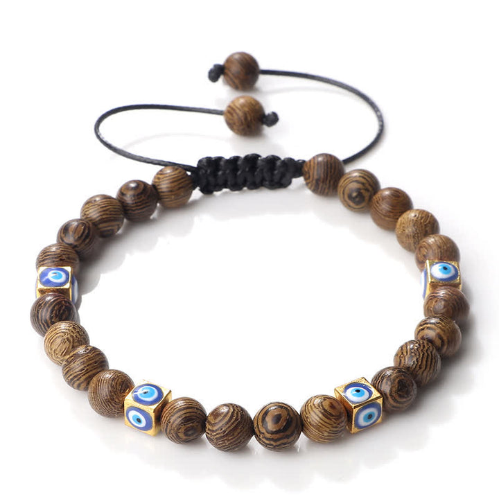 Pulsera trenzada con cuentas de cristal natural de Olivenorma para el mal de ojo 