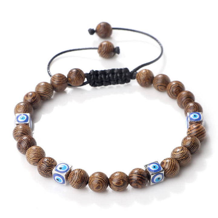 Pulsera trenzada con cuentas de cristal natural de Olivenorma para el mal de ojo 