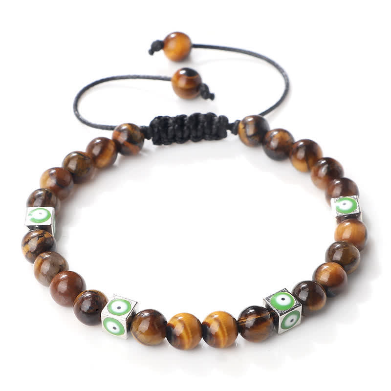 Pulsera trenzada con cuentas de cristal natural de Olivenorma para el mal de ojo 
