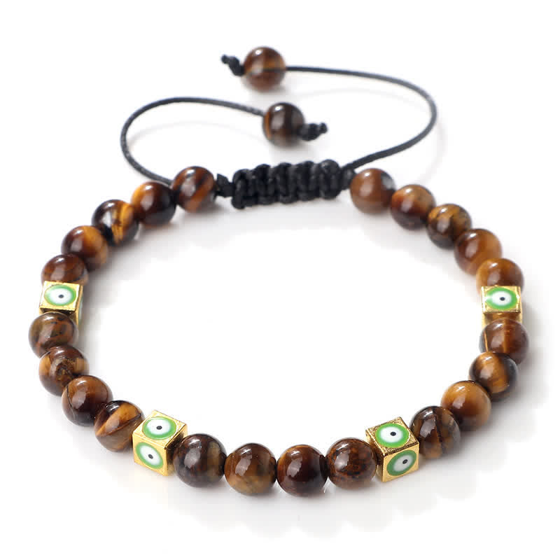 Pulsera trenzada con cuentas de cristal natural de Olivenorma para el mal de ojo 
