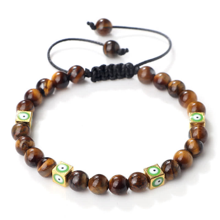 Pulsera trenzada con cuentas de cristal natural de Olivenorma para el mal de ojo 