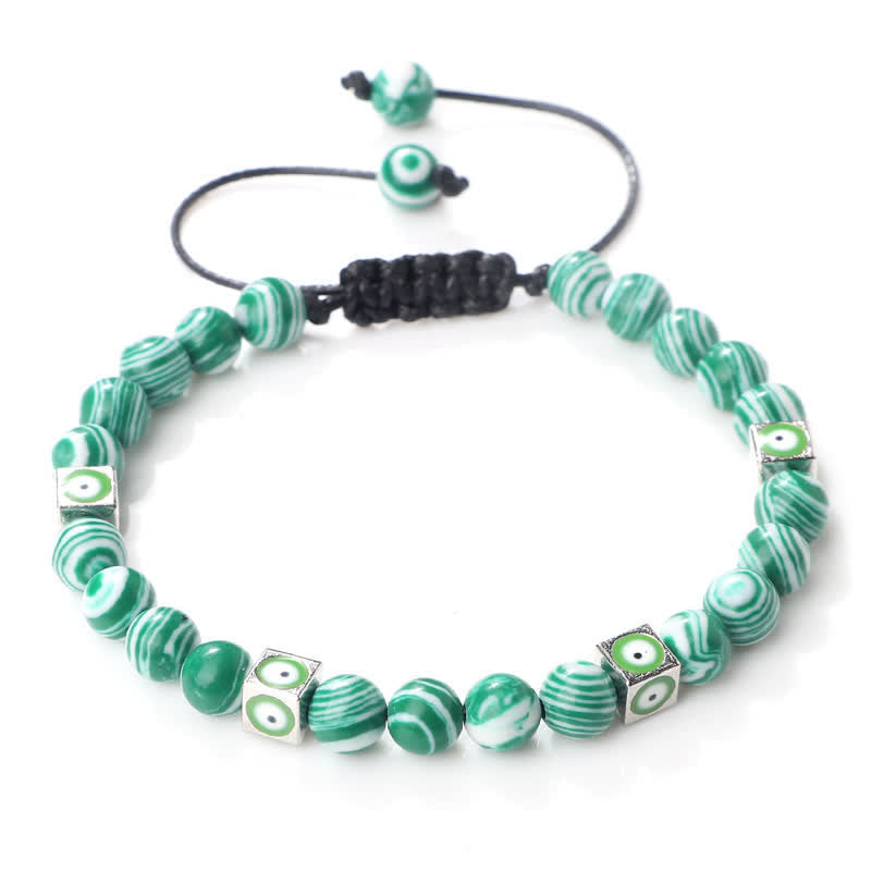 Pulsera trenzada con cuentas de cristal natural de Olivenorma para el mal de ojo 
