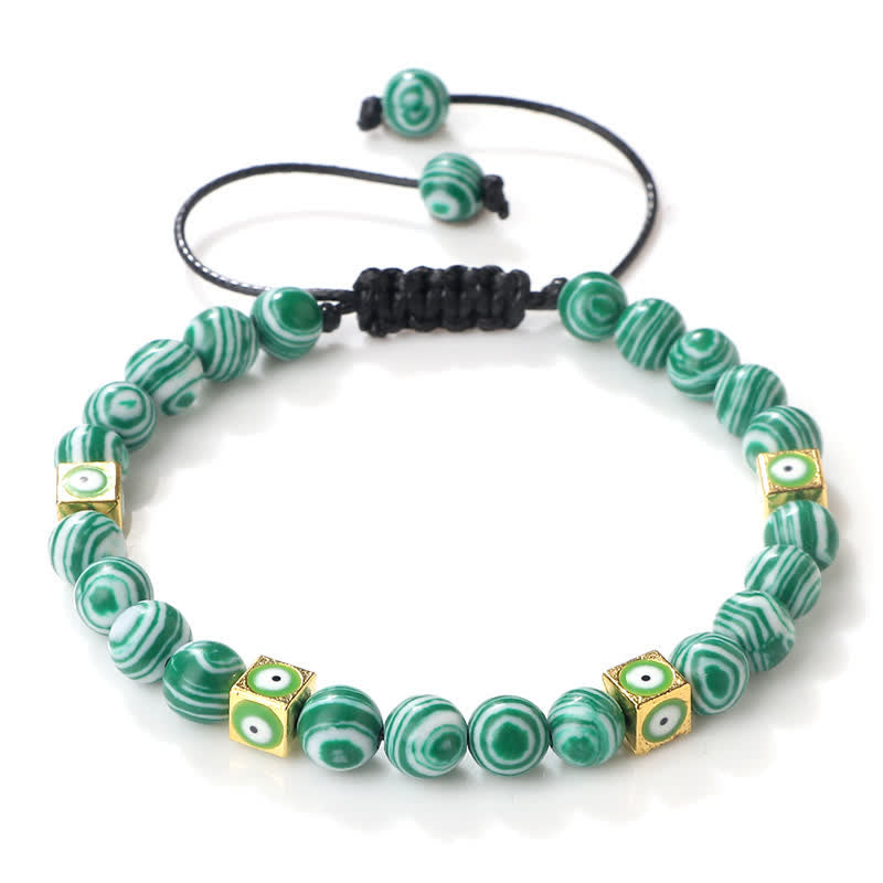 Pulsera trenzada con cuentas de cristal natural de Olivenorma para el mal de ojo 